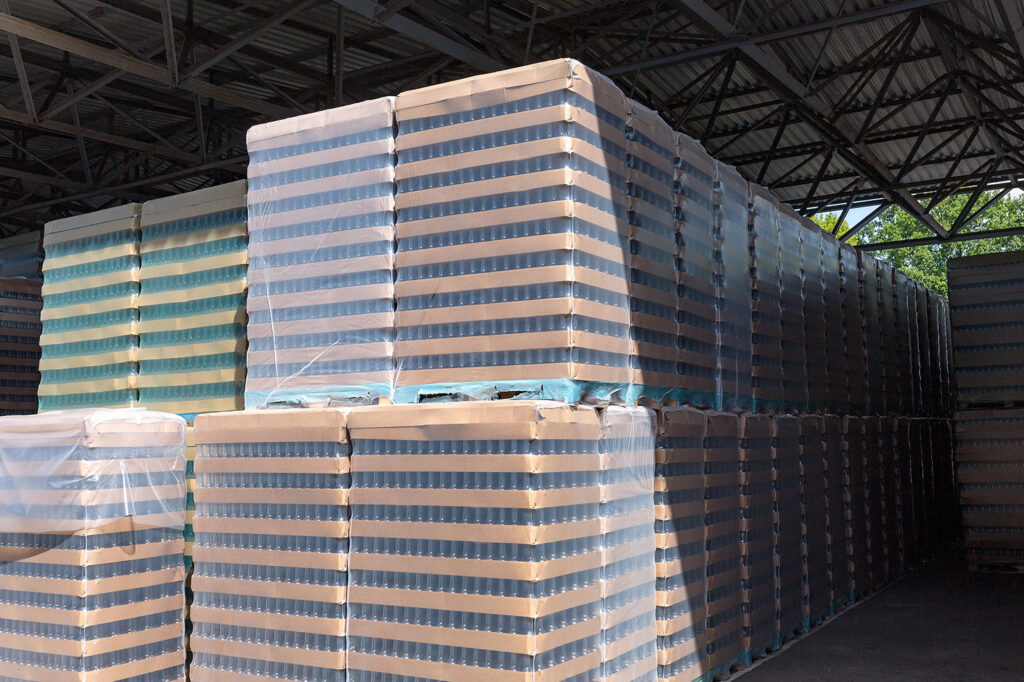 glass jars in pallet and packaged for wholesale customers